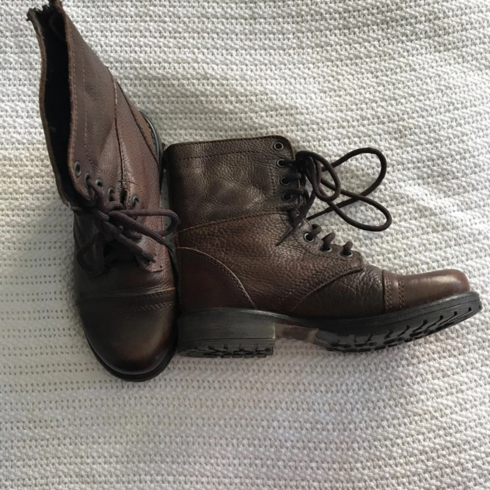 Urban Outfitters Brown Faux Leather Combat Boots - Picture 2 of 5
